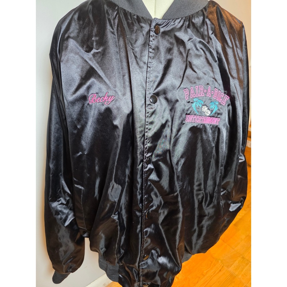 Augusta Sportswear Satin Bomber Jacket Black Pair-A-Dice Entertainment 2XL Y2K